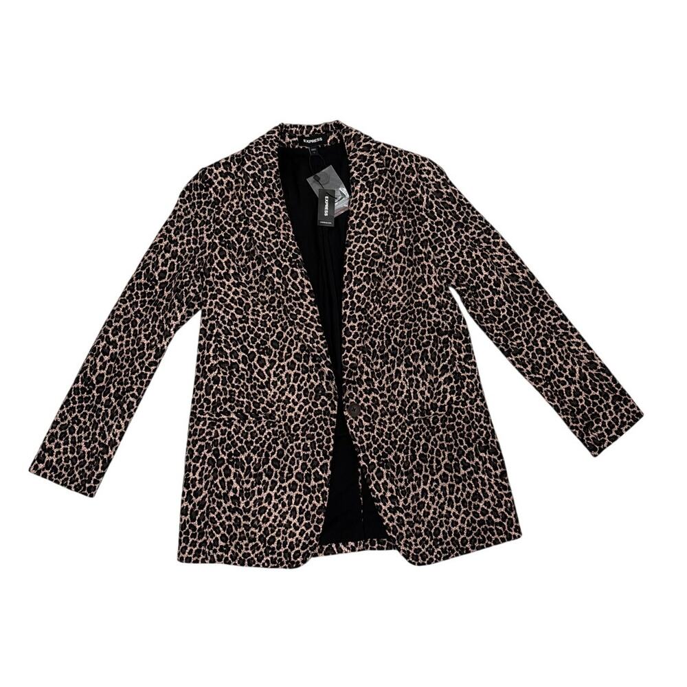 NWT  Express Leopard Print Boyfriend Blazer Professional Single Button Small